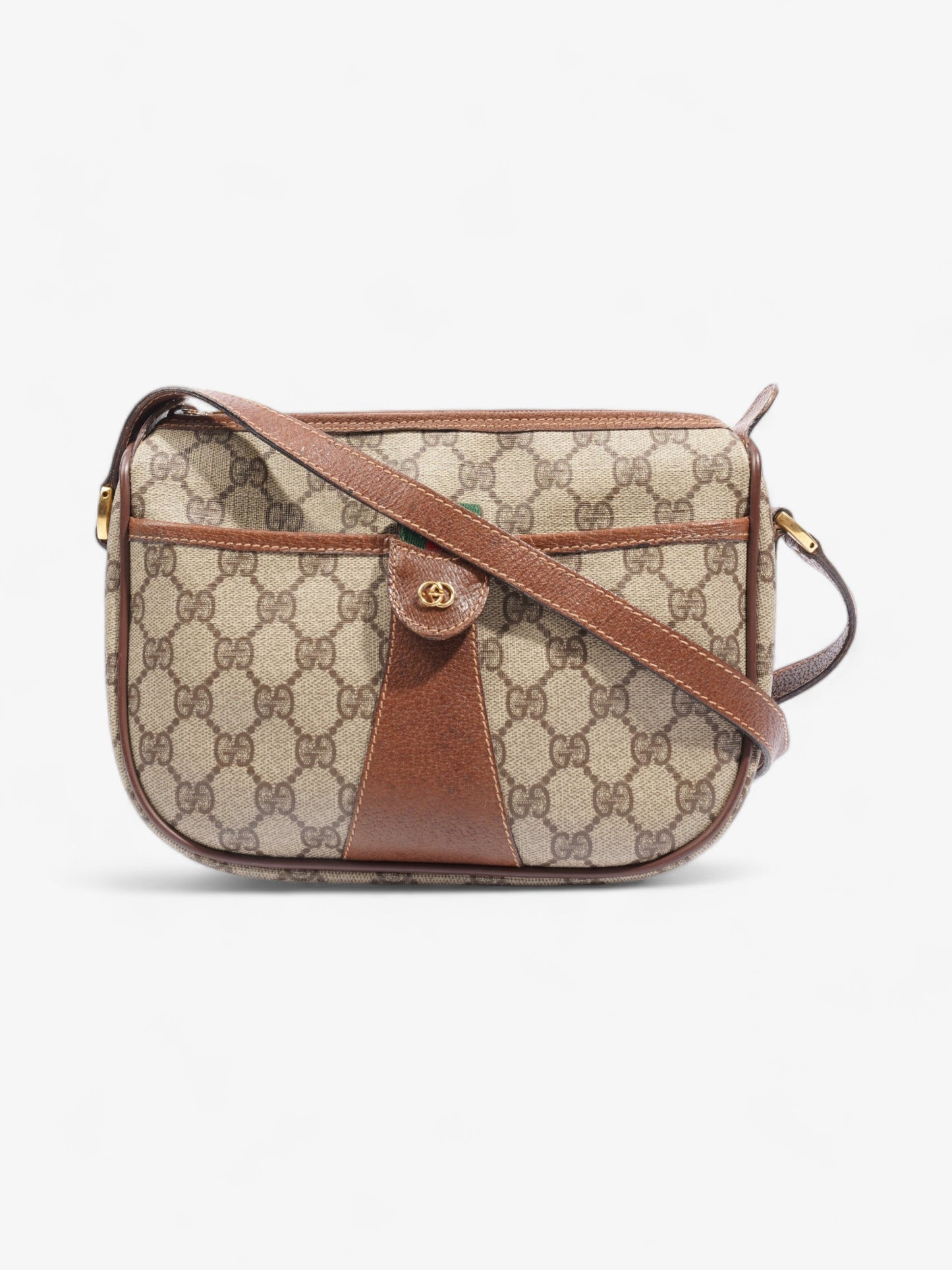 Gucci Old Gucci Sherry Line PVC & leather Shoulder bag Brown 001・58・6177 Supreme Print Coated Canvas