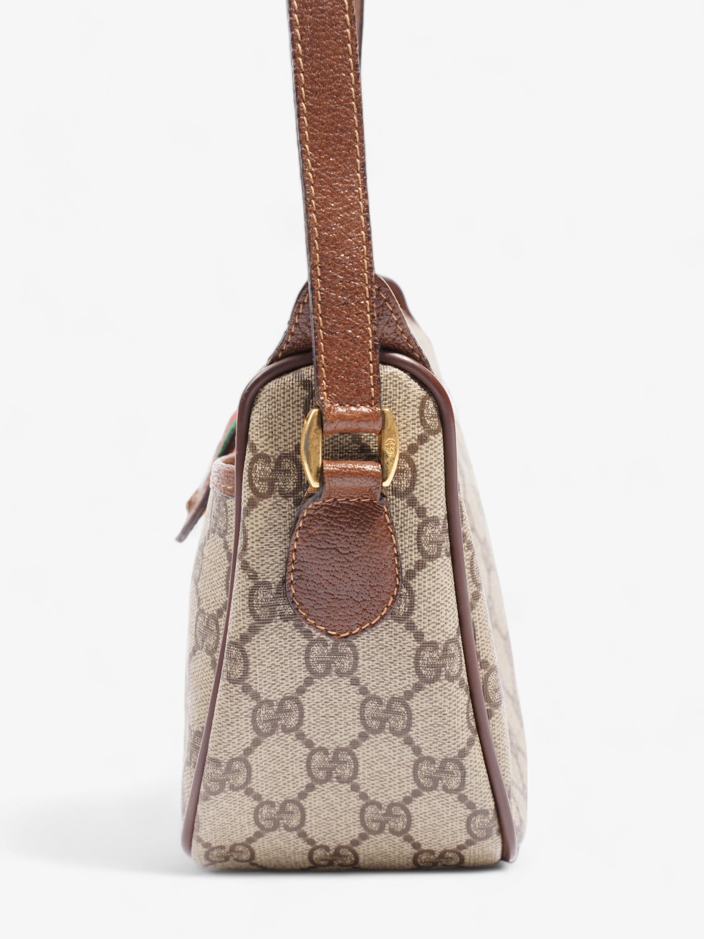 Gucci Old Gucci Sherry Line PVC & leather Shoulder bag Brown 001・58・6177 Supreme Print Coated Canvas