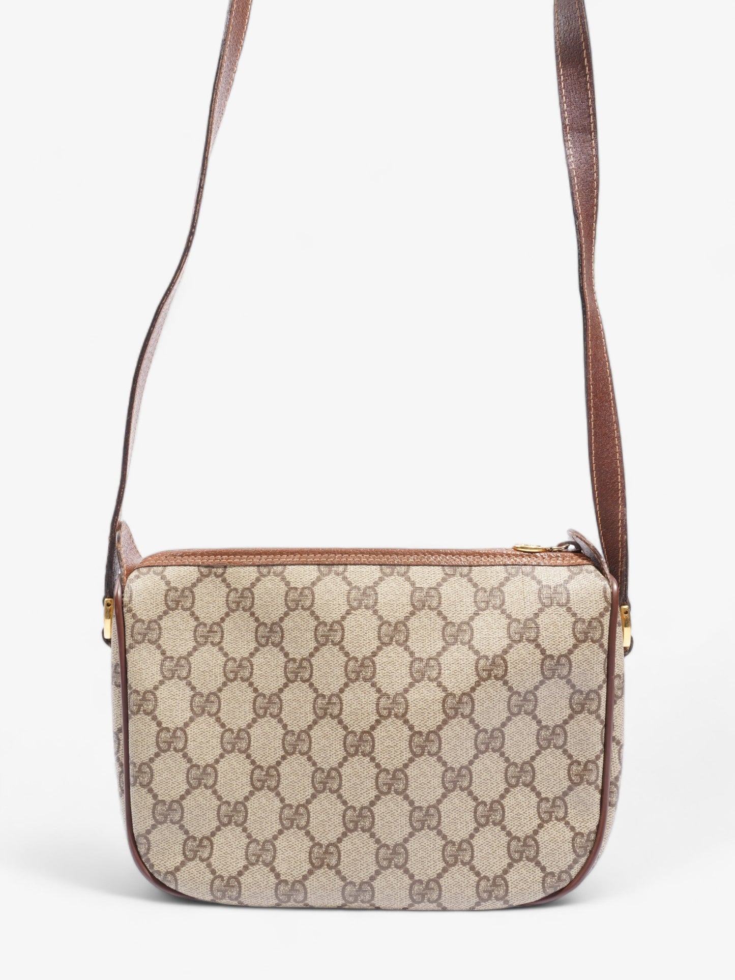 Gucci Old Gucci Sherry Line PVC & leather Shoulder bag Brown 001・58・6177 Supreme Print Coated Canvas