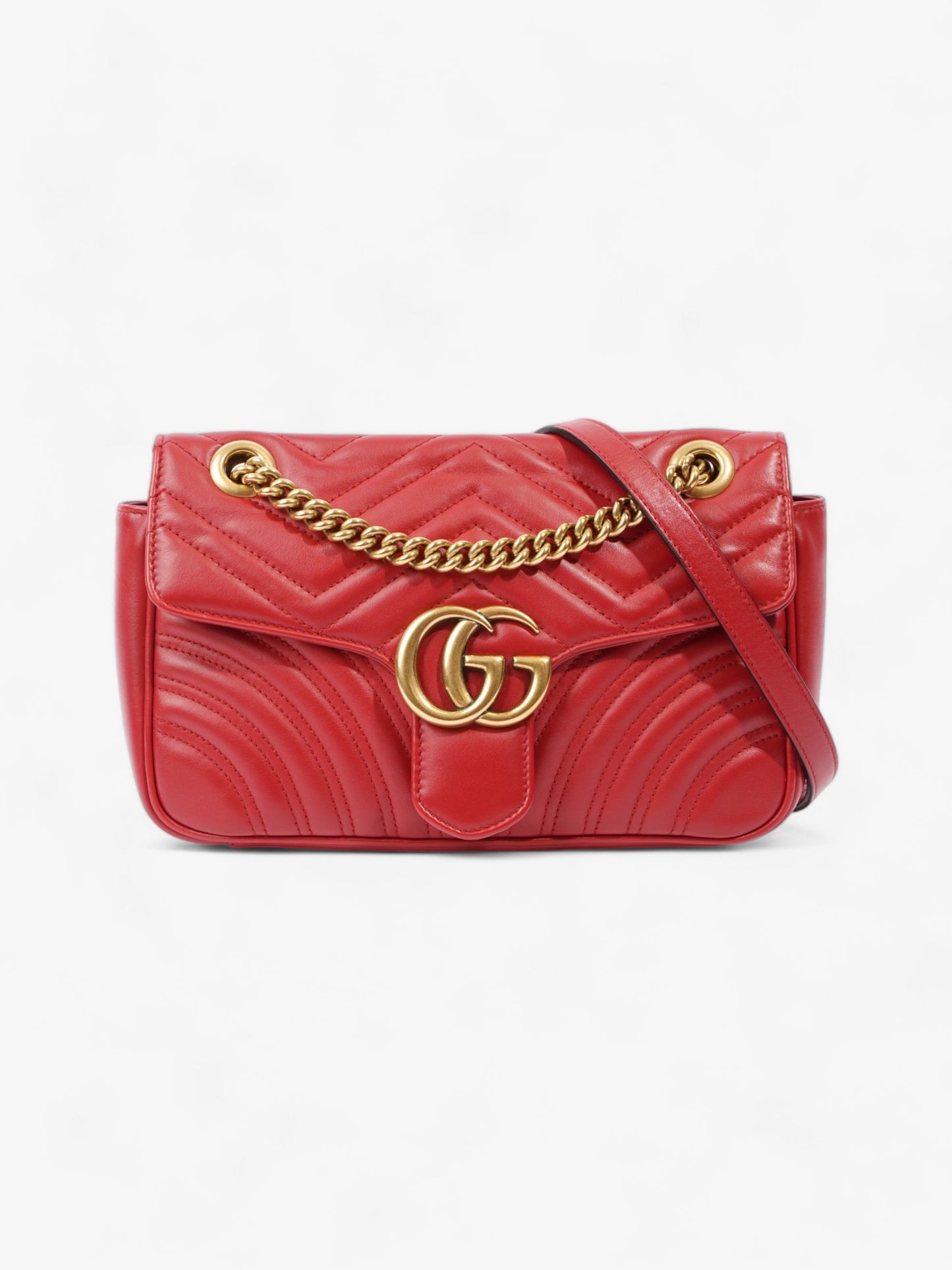 Gucci Marmont Flap Red Matelasse Leather Small
