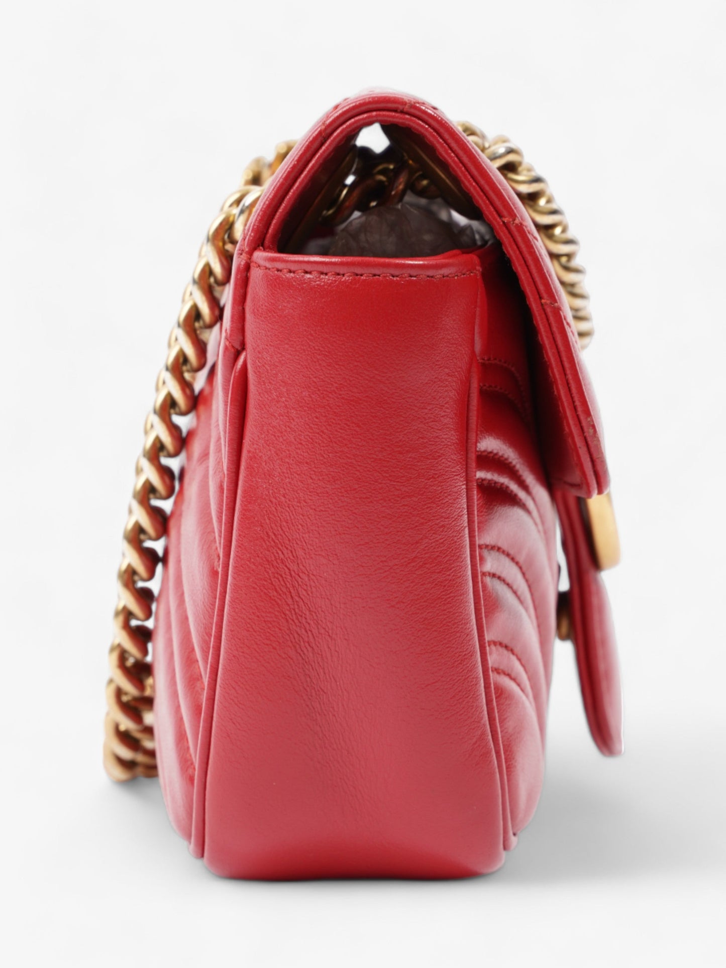 Gucci Marmont Flap Red Matelasse Leather Small