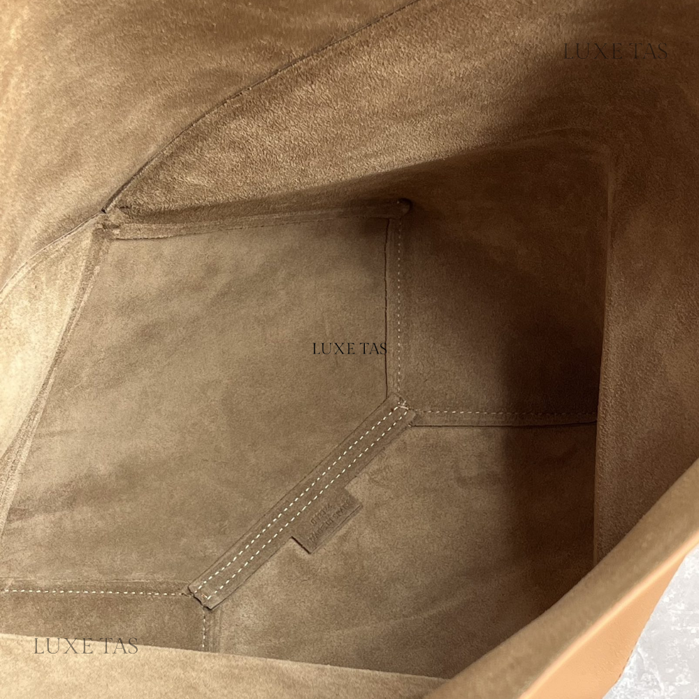 Warm Desert Puzzle Fold Tote In Shiny Calfskin Leather Tote Bag for Women