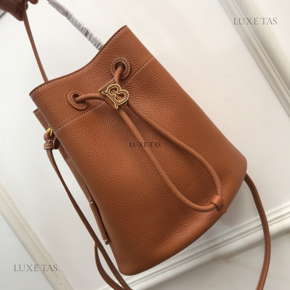 Warm Russet Brown Small TB Bucket Bag Leather Bucket Bag for Women