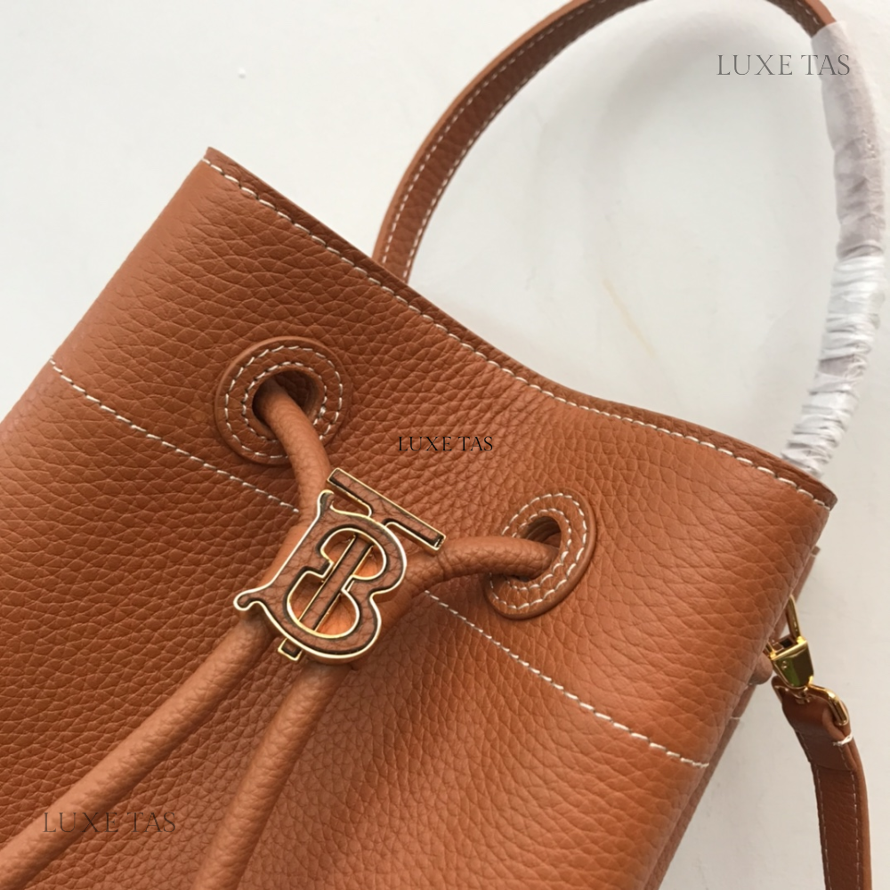 Warm Russet Brown Small TB Bucket Bag Leather Bucket Bag for Women