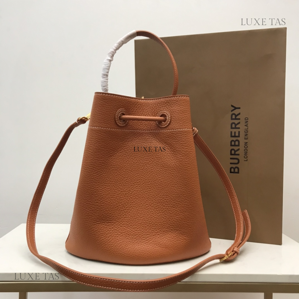 Warm Russet Brown Small TB Bucket Bag Leather Bucket Bag for Women