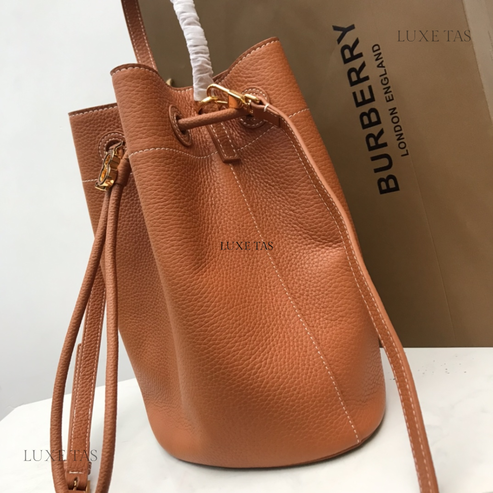 Warm Russet Brown Small TB Bucket Bag Leather Bucket Bag for Women