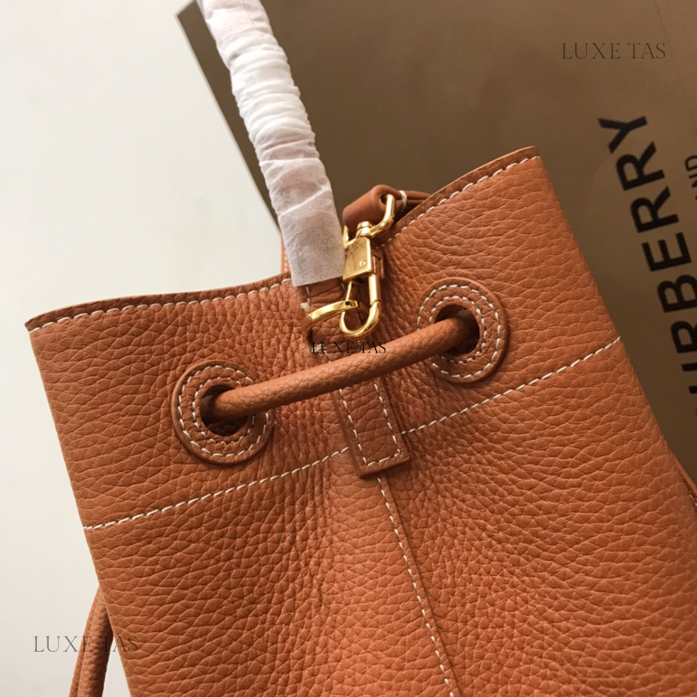 Warm Russet Brown Small TB Bucket Bag Leather Bucket Bag for Women