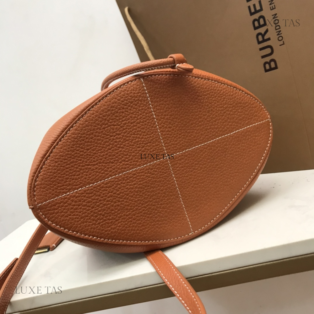 Warm Russet Brown Small TB Bucket Bag Leather Bucket Bag for Women