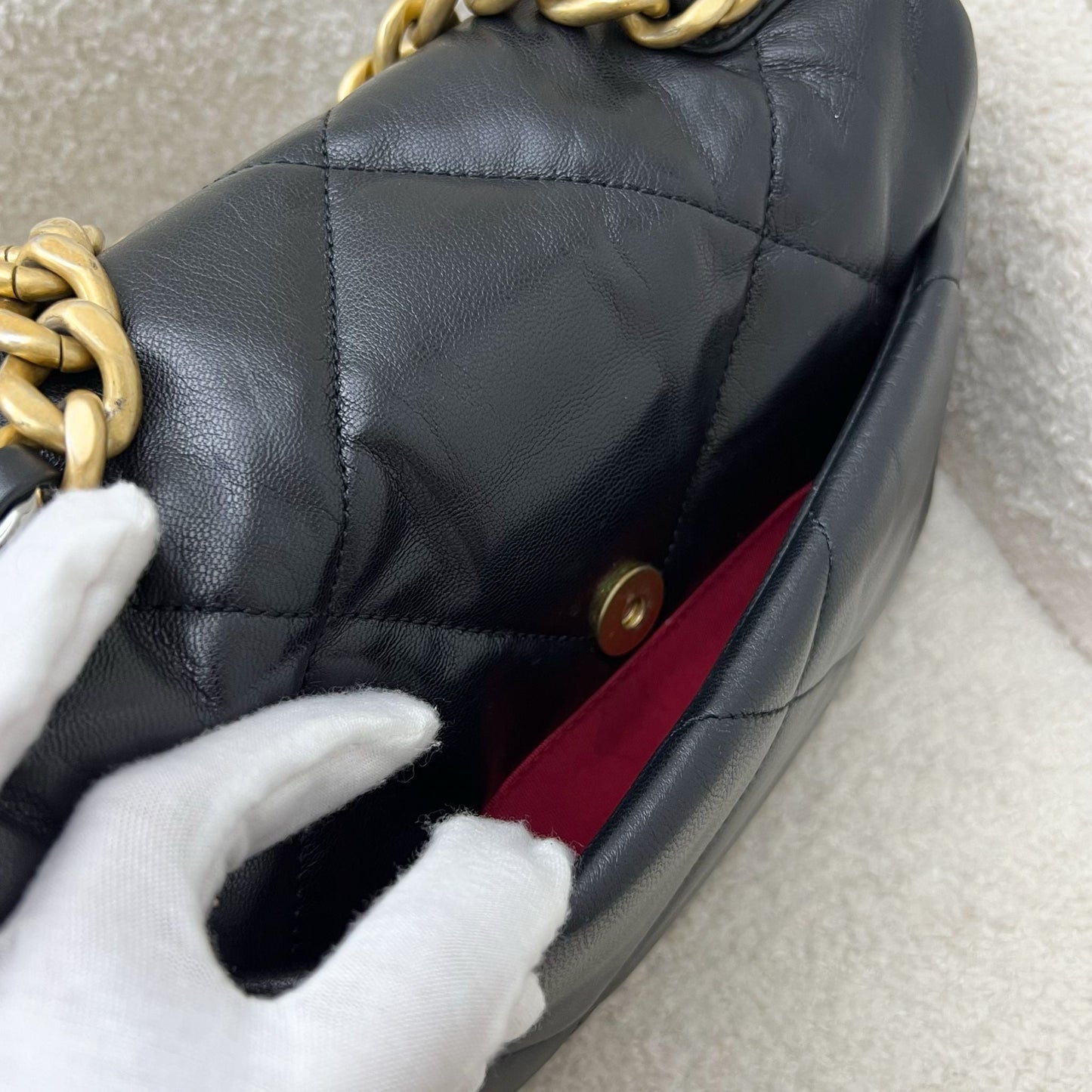 Chanel 19 Small Flap in Black Goatskin and 3-tone HW