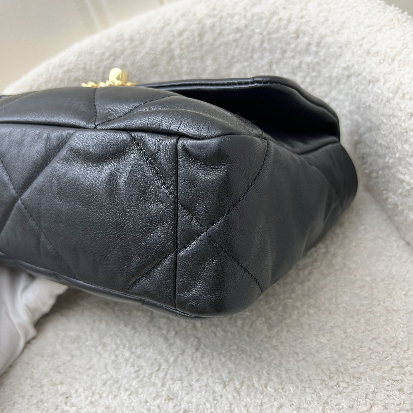 Chanel 19 Small Flap in Black Goatskin and 3-tone HW