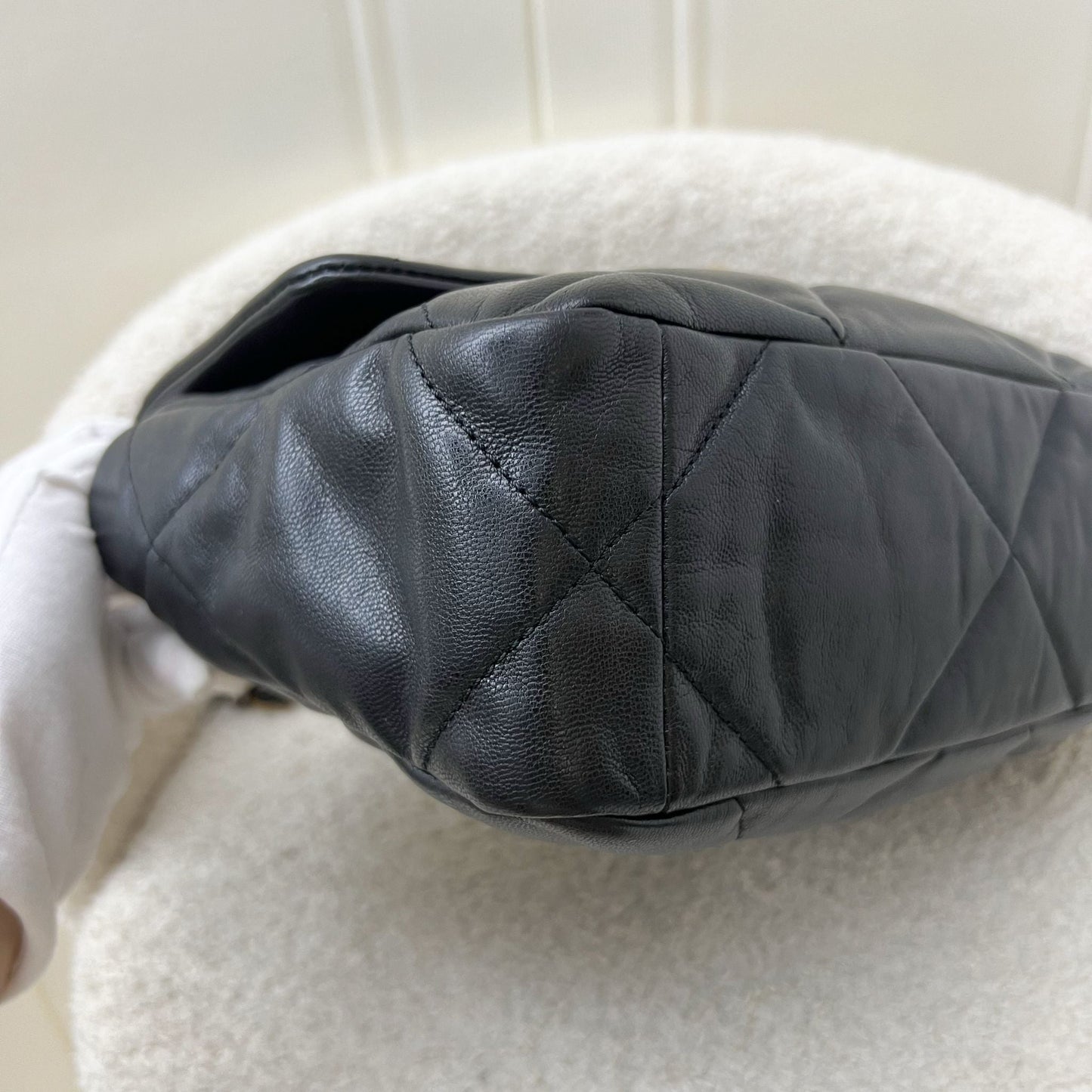 Chanel 19 Small Flap in Black Goatskin and 3-tone HW