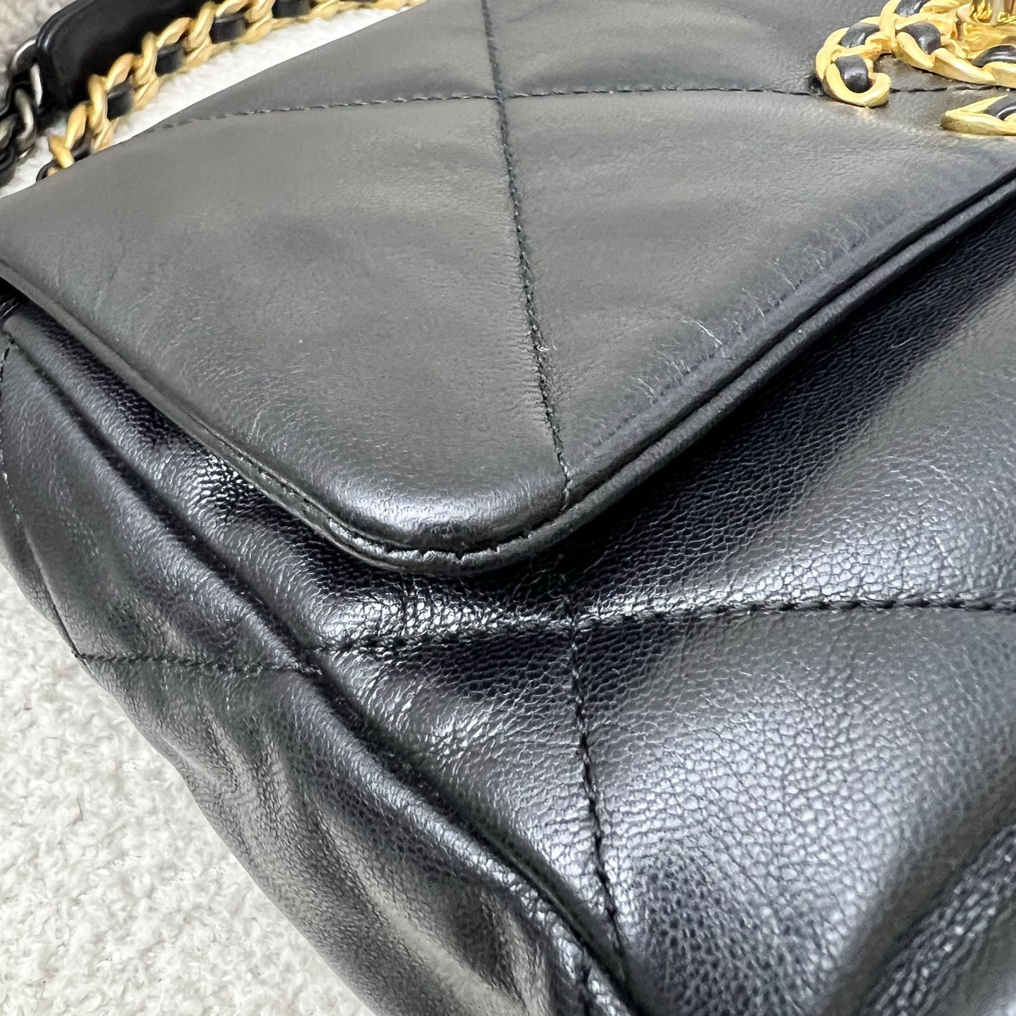 Chanel 19 Small Flap in Black Goatskin and 3-tone HW