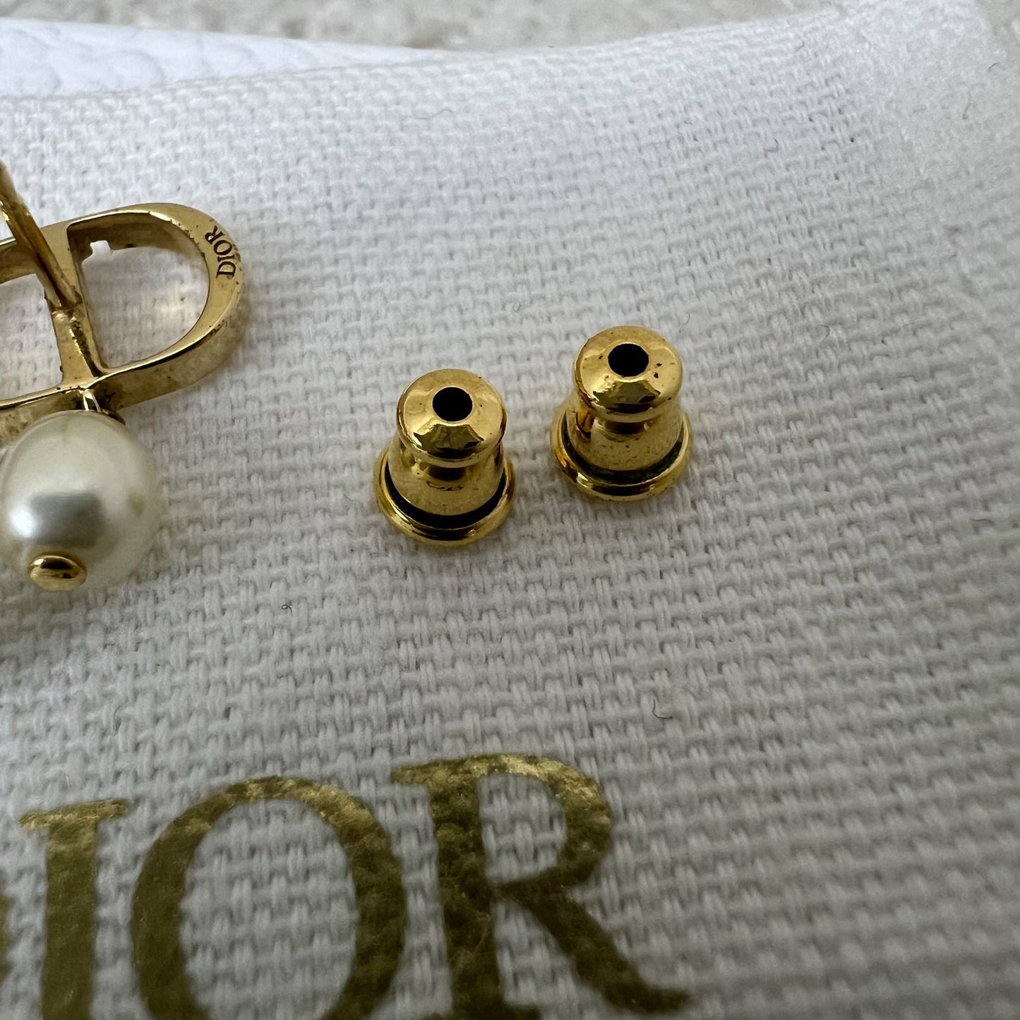 Dior Logo Earrings with Pearls in GHW