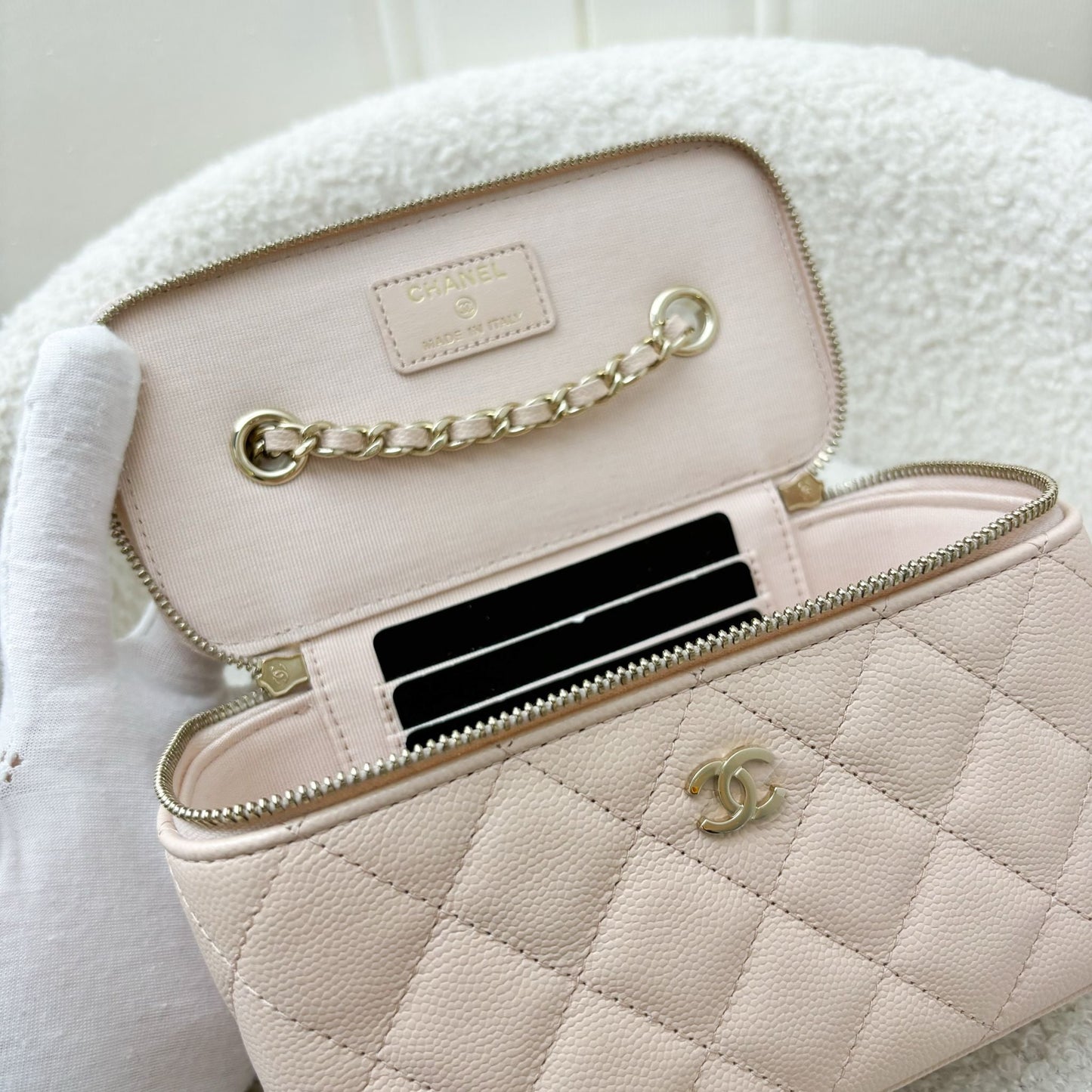 Chanel Classic Small Vanity in 22C Beige Caviar and LGHW