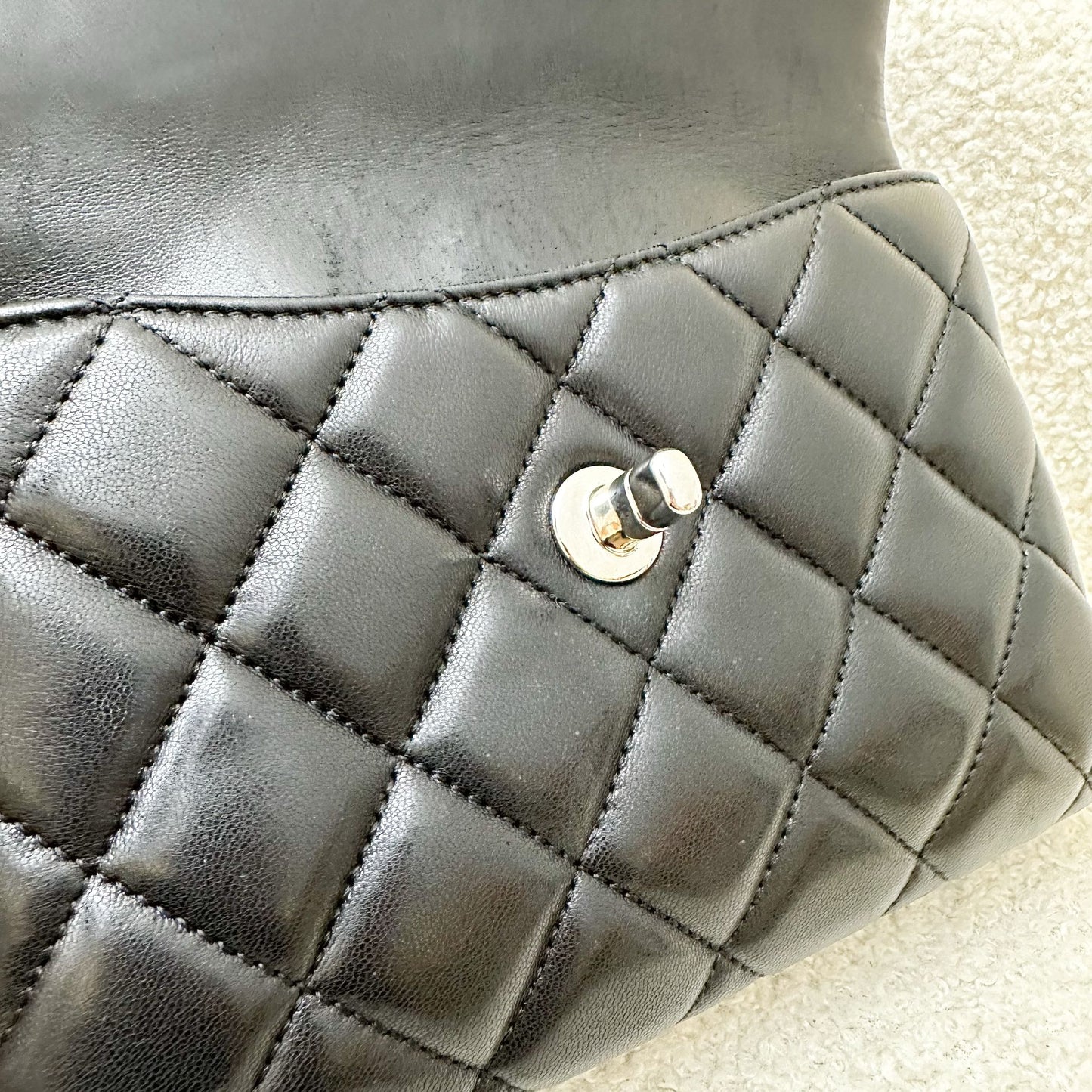 Chanel 14P Mini Crossbody Flap Bag with Zip Compartment in Black Lambskin and SHW