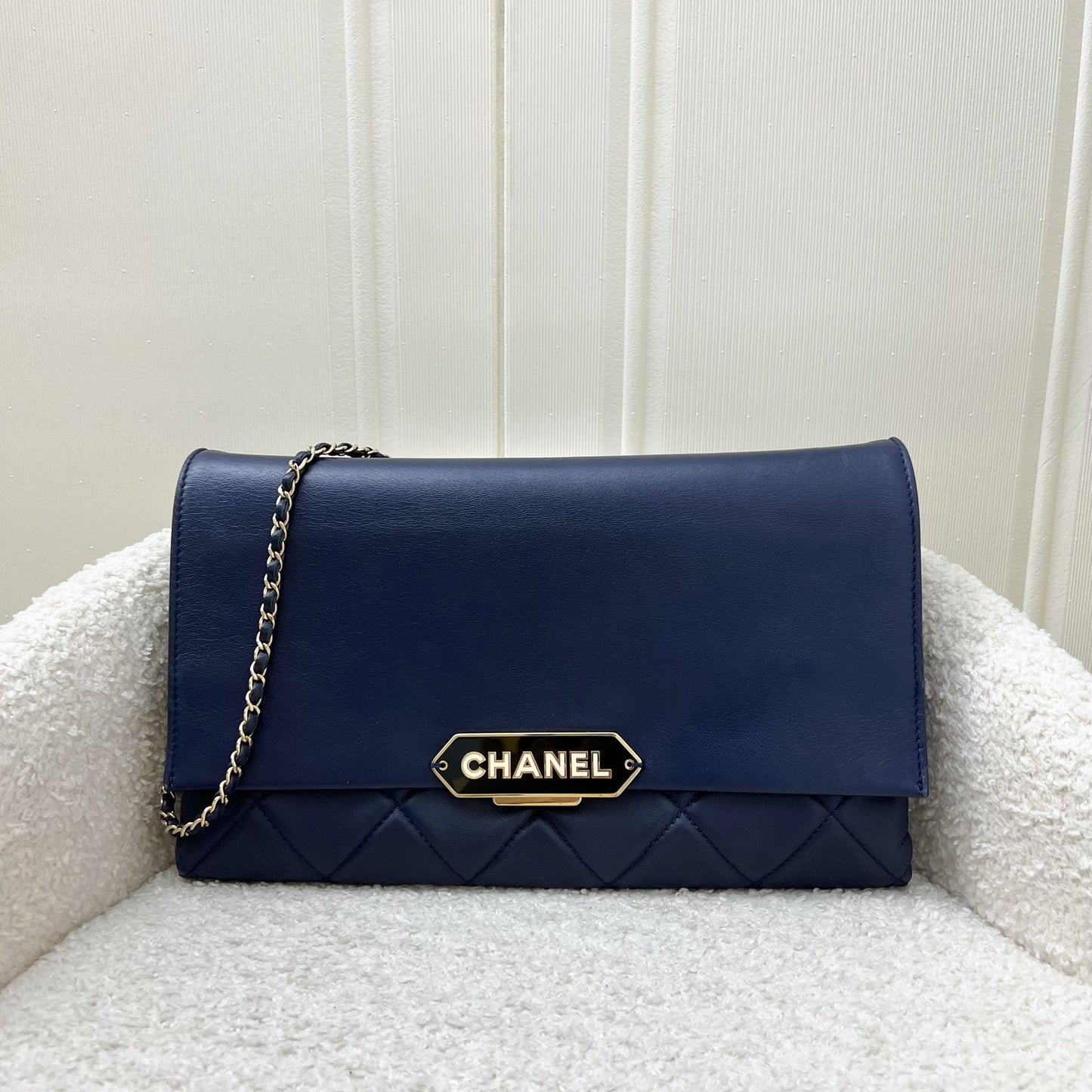 Chanel Seasonal Clutch With Chain in Navy Blue Lambskin and LGHW