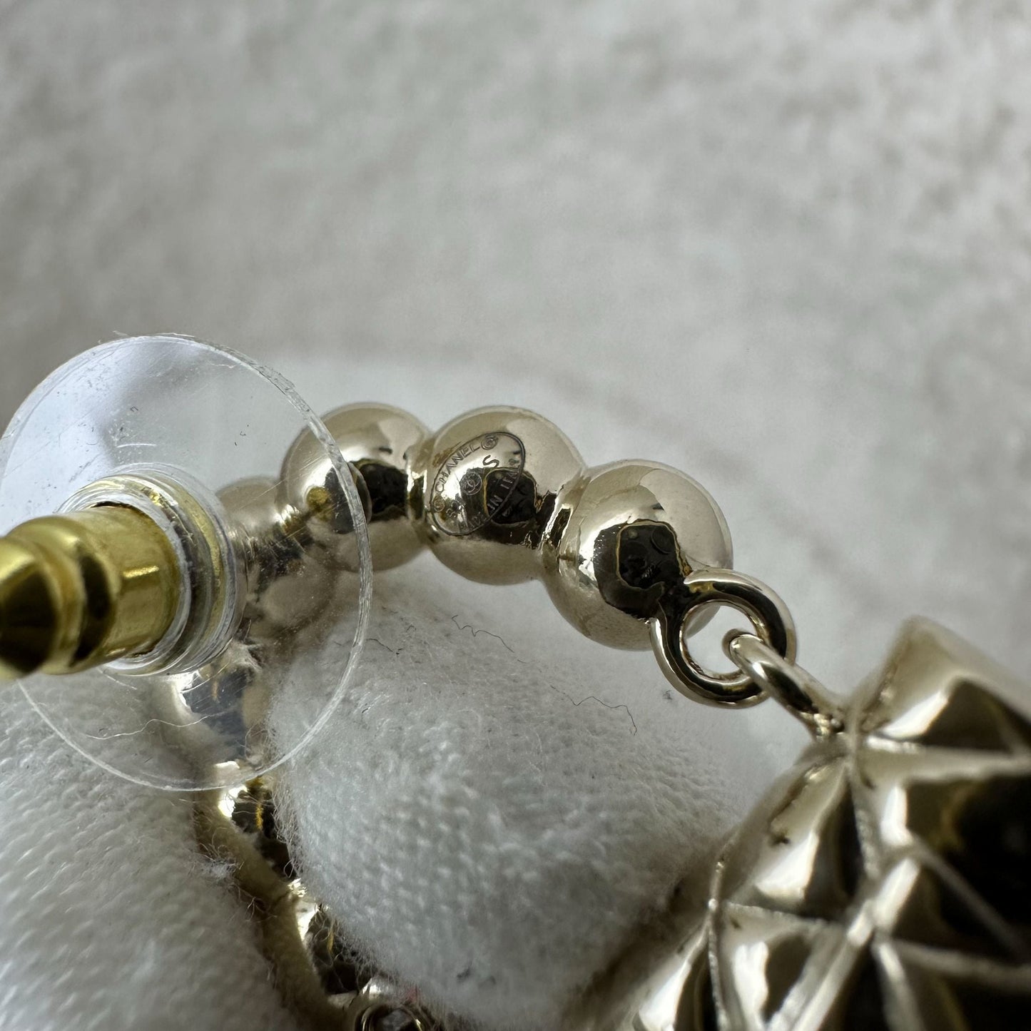 Chanel 21S Classic Flap Earrings with Pearls in LGHW