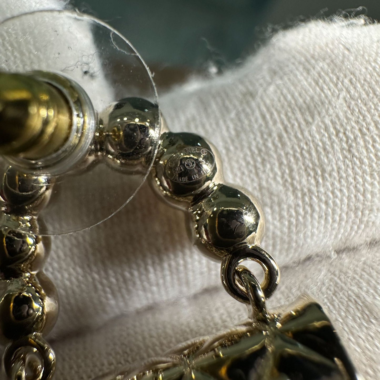 Chanel 21S Classic Flap Earrings with Pearls in LGHW