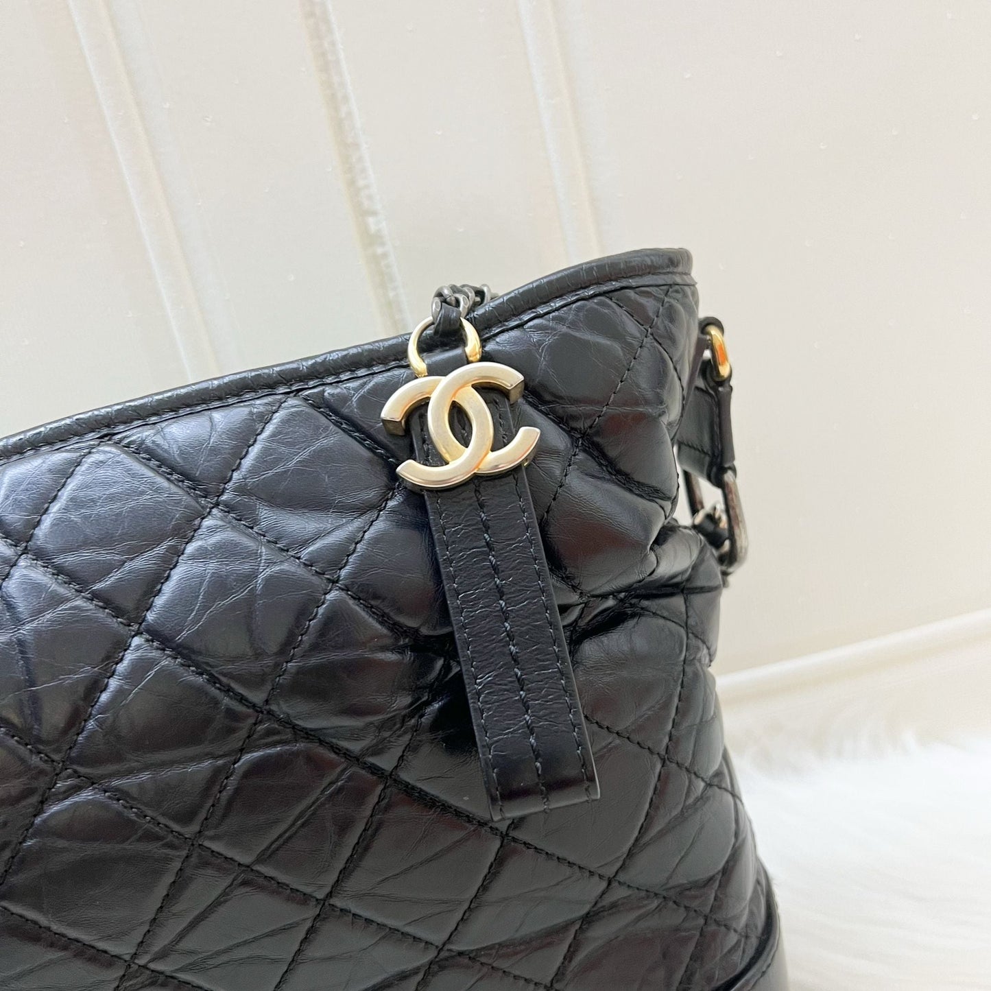 Chanel Large Gabrielle Hobo in Black Distressed Calfskin and 3 Tone HW