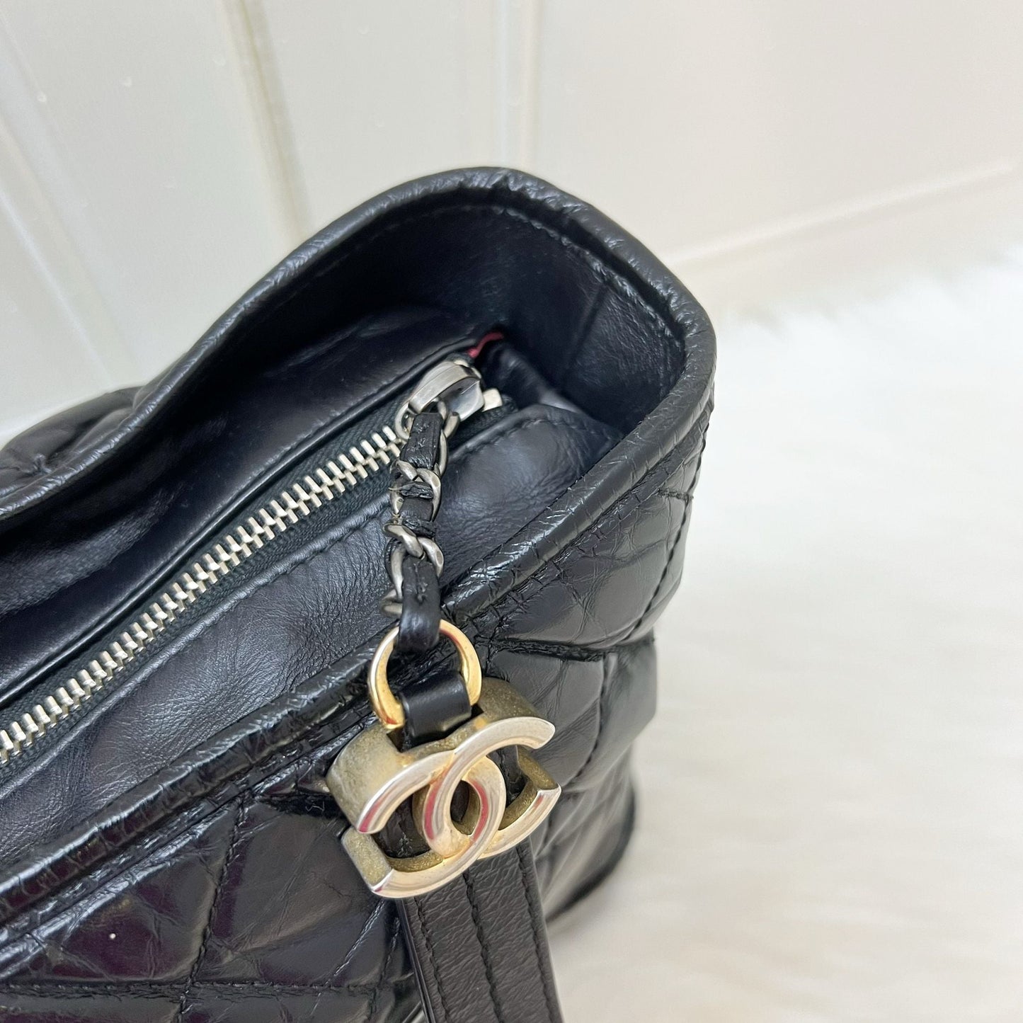 Chanel Large Gabrielle Hobo in Black Distressed Calfskin and 3 Tone HW