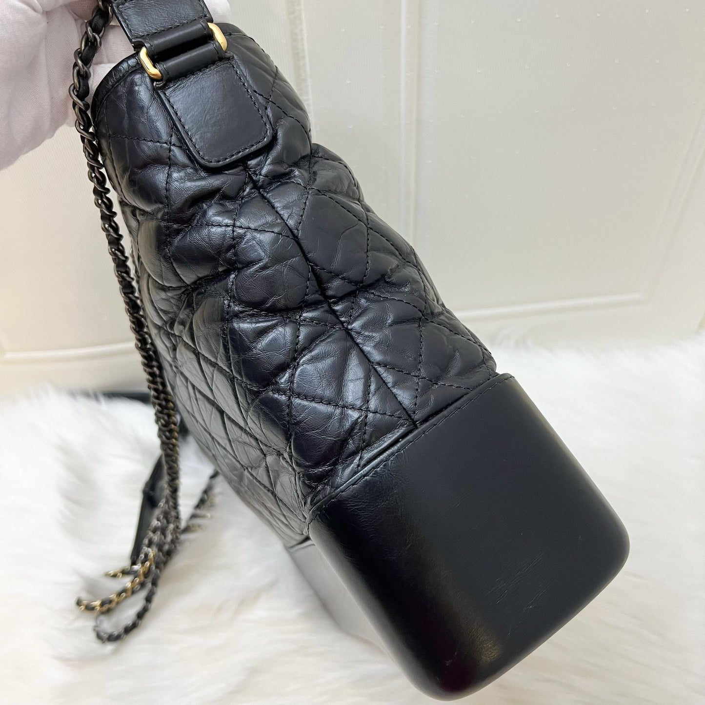 Chanel Large Gabrielle Hobo in Black Distressed Calfskin and 3 Tone HW