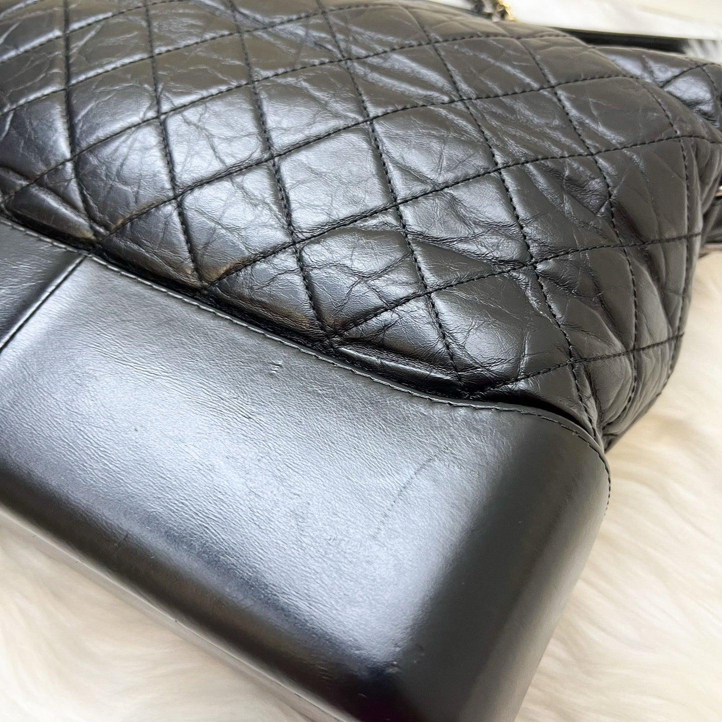 Chanel Large Gabrielle Hobo in Black Distressed Calfskin and 3 Tone HW