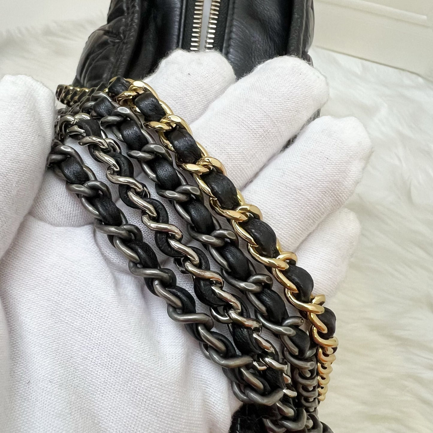 Chanel Large Gabrielle Hobo in Black Distressed Calfskin and 3 Tone HW