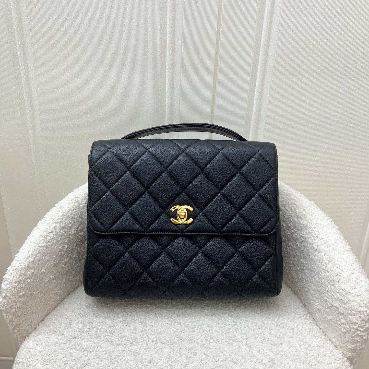Chanel Vintage Medium Square Flap in Black Caviar and 24K GHW