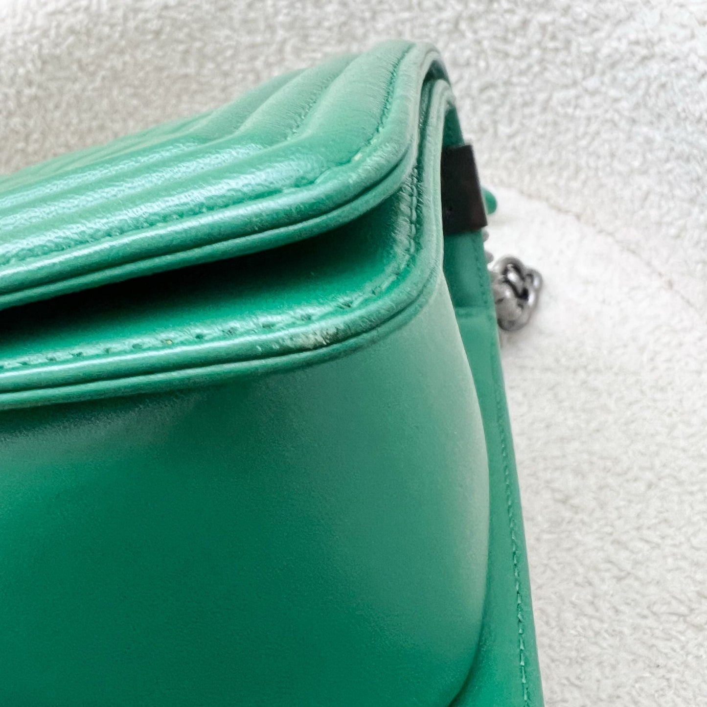 Chanel Medium 25cm Boy Flap in Green Lambskin and RHW