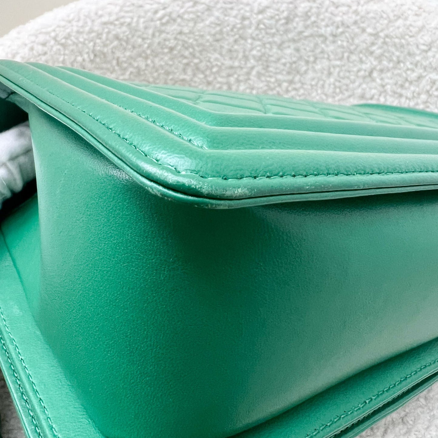 Chanel Medium 25cm Boy Flap in Green Lambskin and RHW