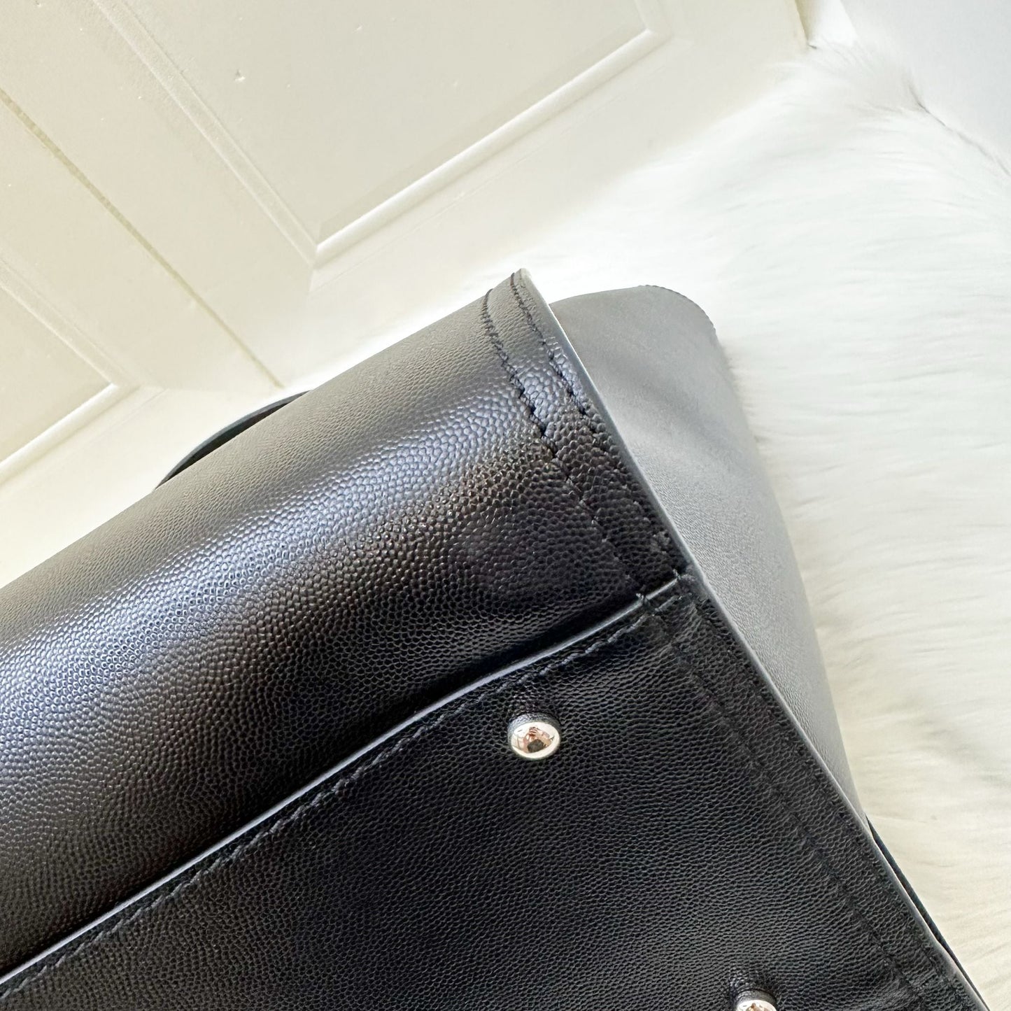Chanel Medium / Large Deauville Tote in Black Caviar and SHW