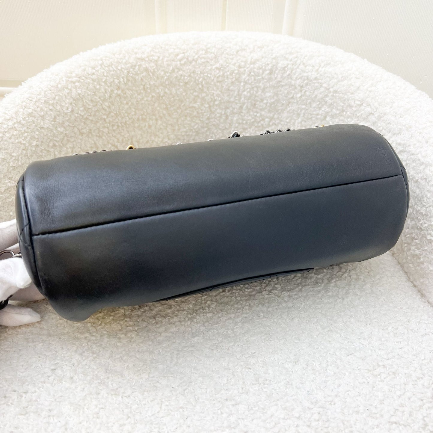 Chanel Seasonal Round Bowling Bag in Black Calfskin and PH and Aged GHW