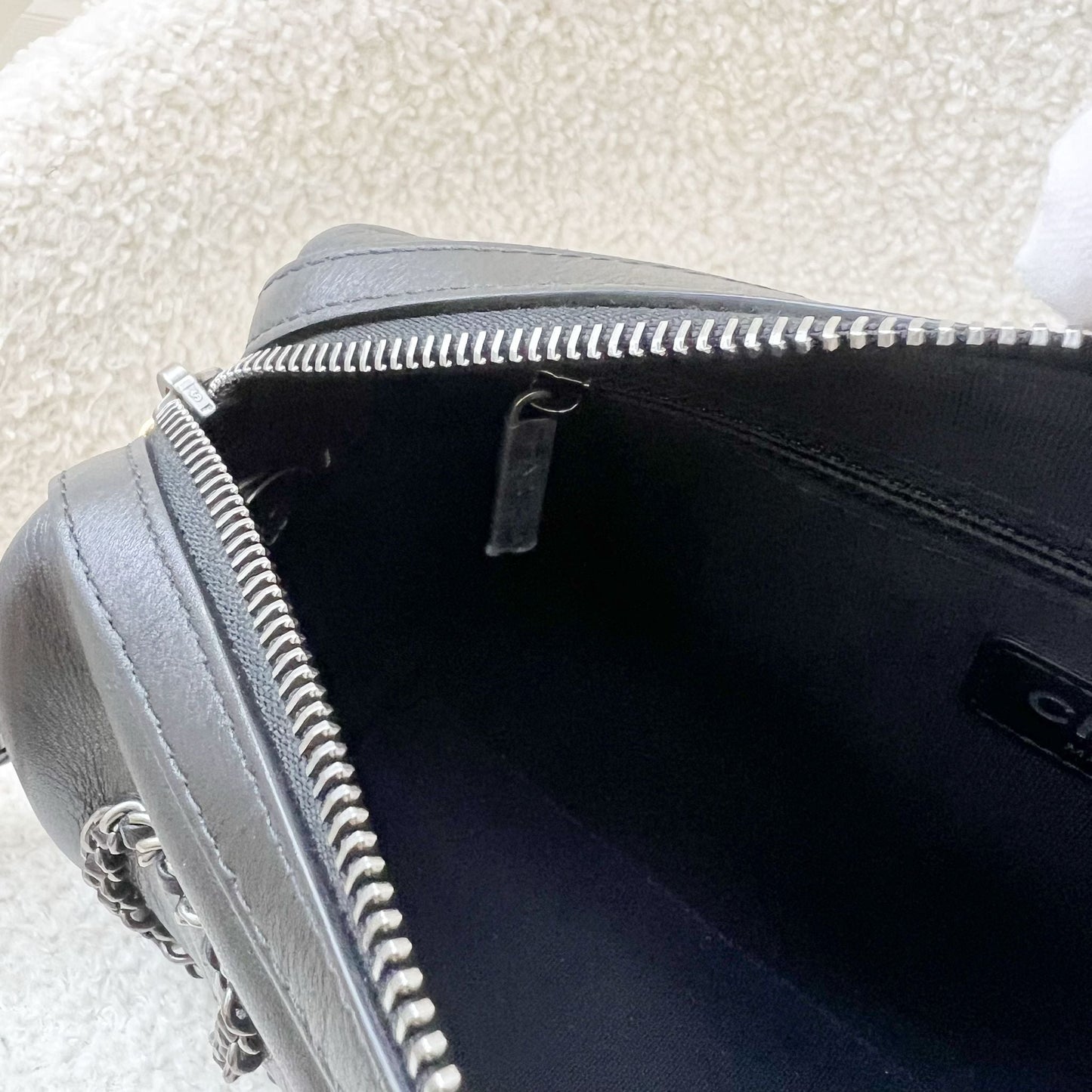 Chanel Seasonal Round Bowling Bag in Black Calfskin and PH and Aged GHW