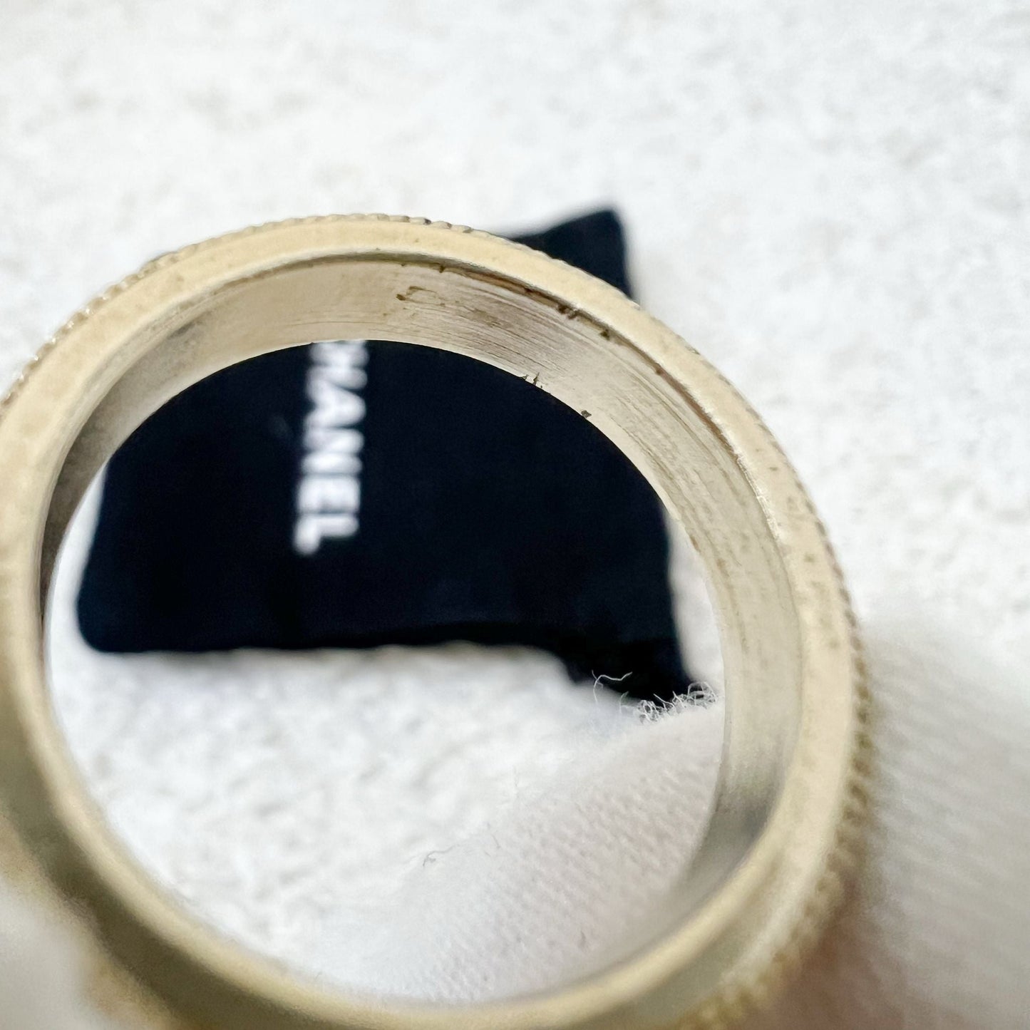 Chanel CC Medium Logo Ring in Matte LGHW