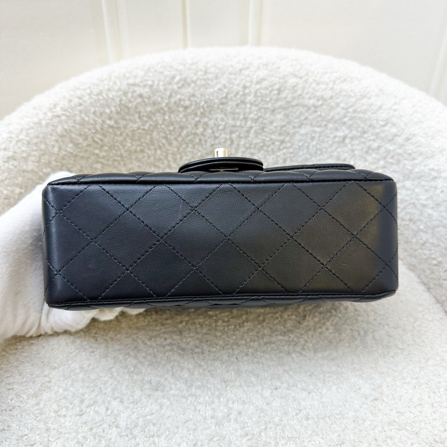 Chanel Classic Mini Rectangular Flap in Black Lambskin and LGHW