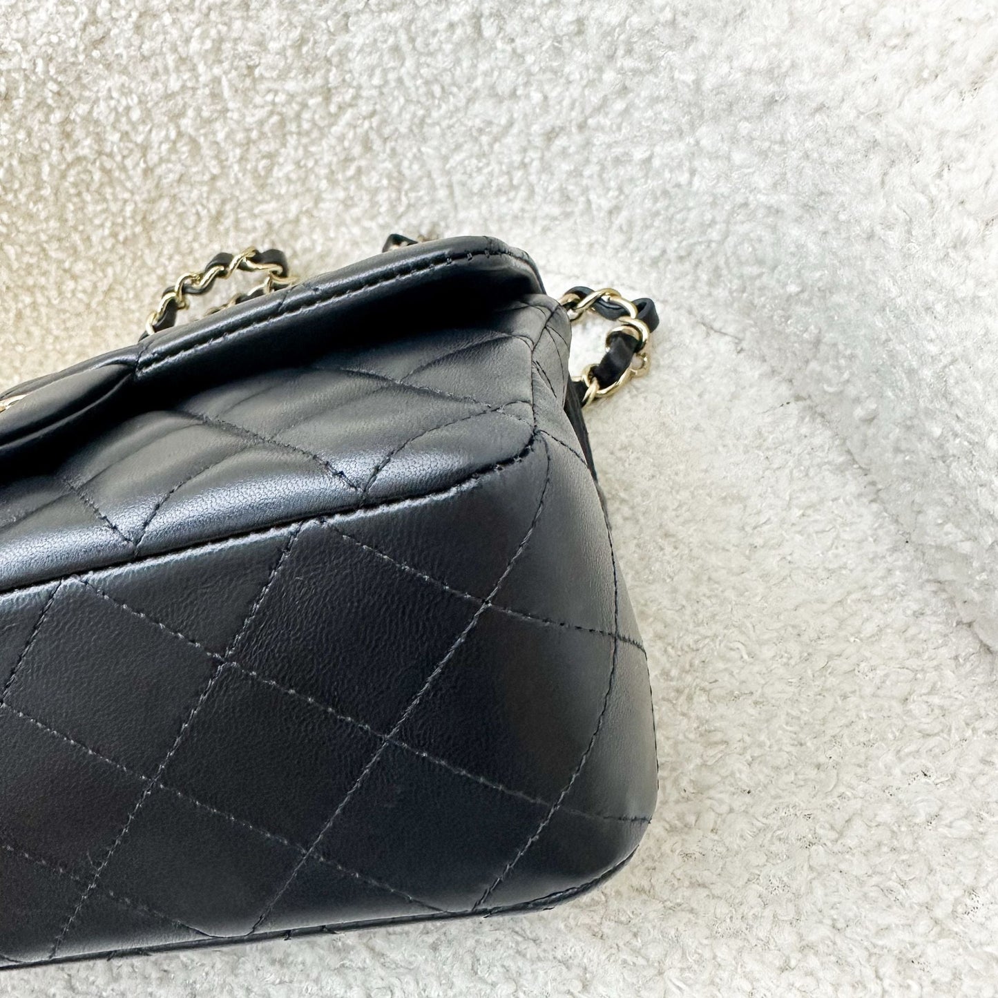 Chanel Classic Mini Rectangular Flap in Black Lambskin and LGHW