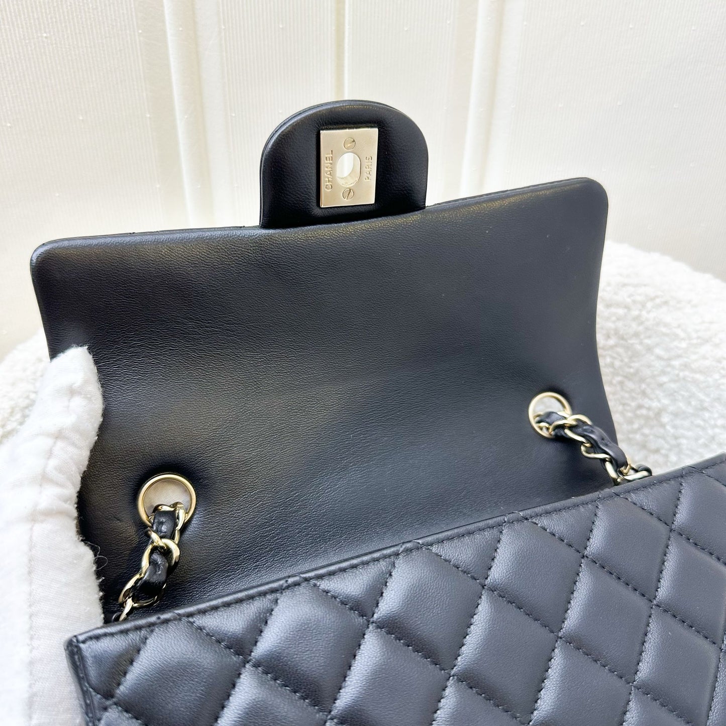 Chanel Classic Mini Rectangular Flap in Black Lambskin and LGHW