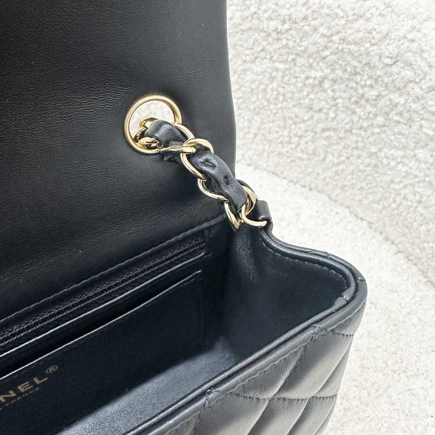 Chanel Classic Mini Rectangular Flap in Black Lambskin and LGHW