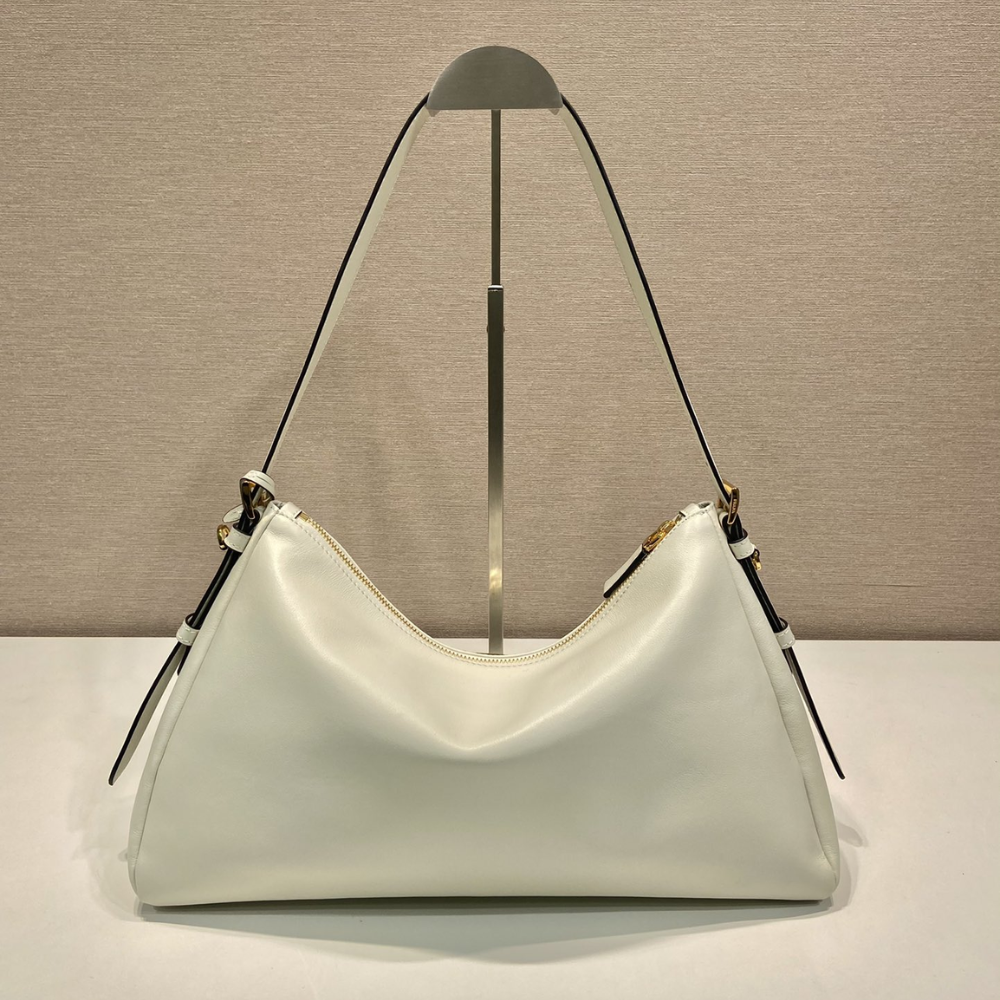 White Aimée Large Leather Shoulder Bag for Women