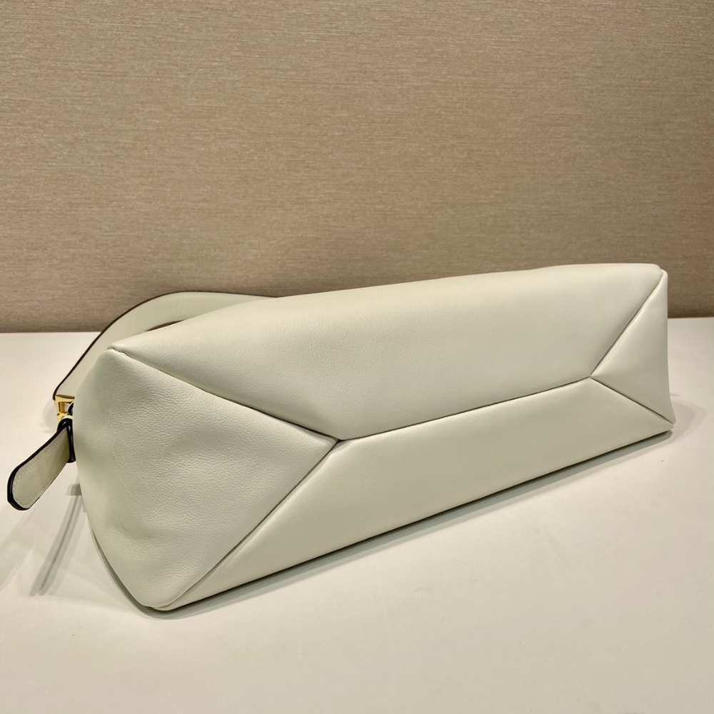 White Aimée Large Leather Shoulder Bag for Women