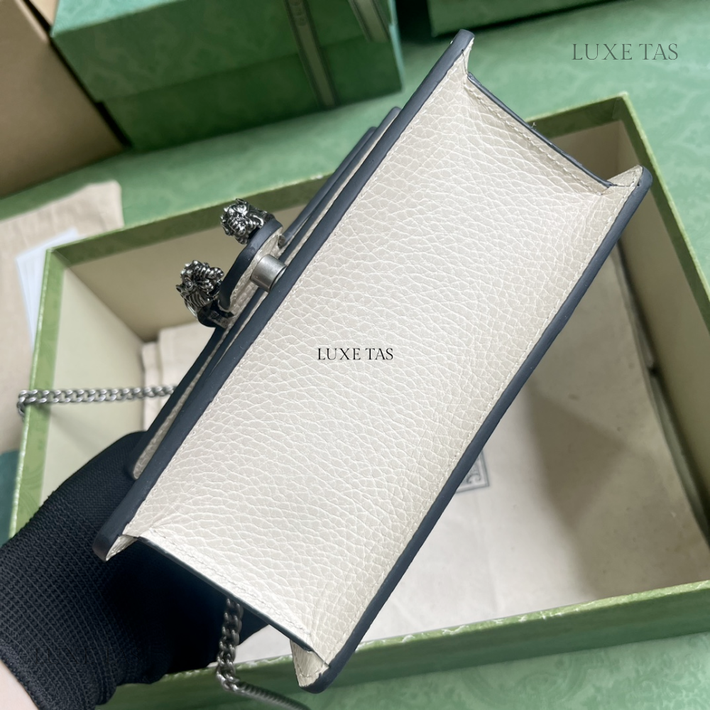White Dionysus Mini Top Handle Bag Leather Handbag for Women