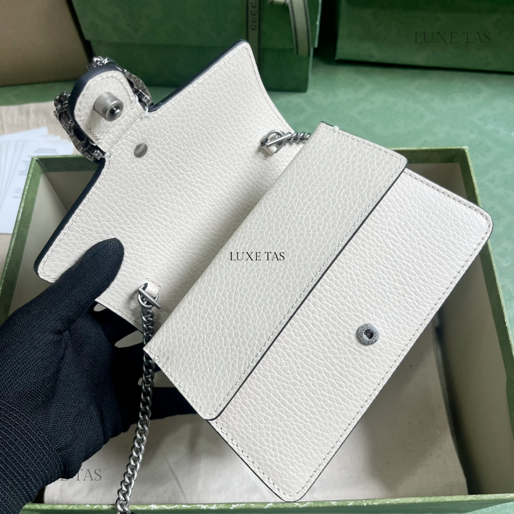 White Dionysus Mini Top Handle Bag Leather Handbag for Women