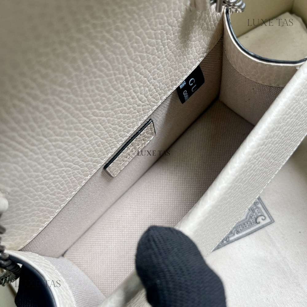 White Dionysus Mini Top Handle Bag Leather Handbag for Women