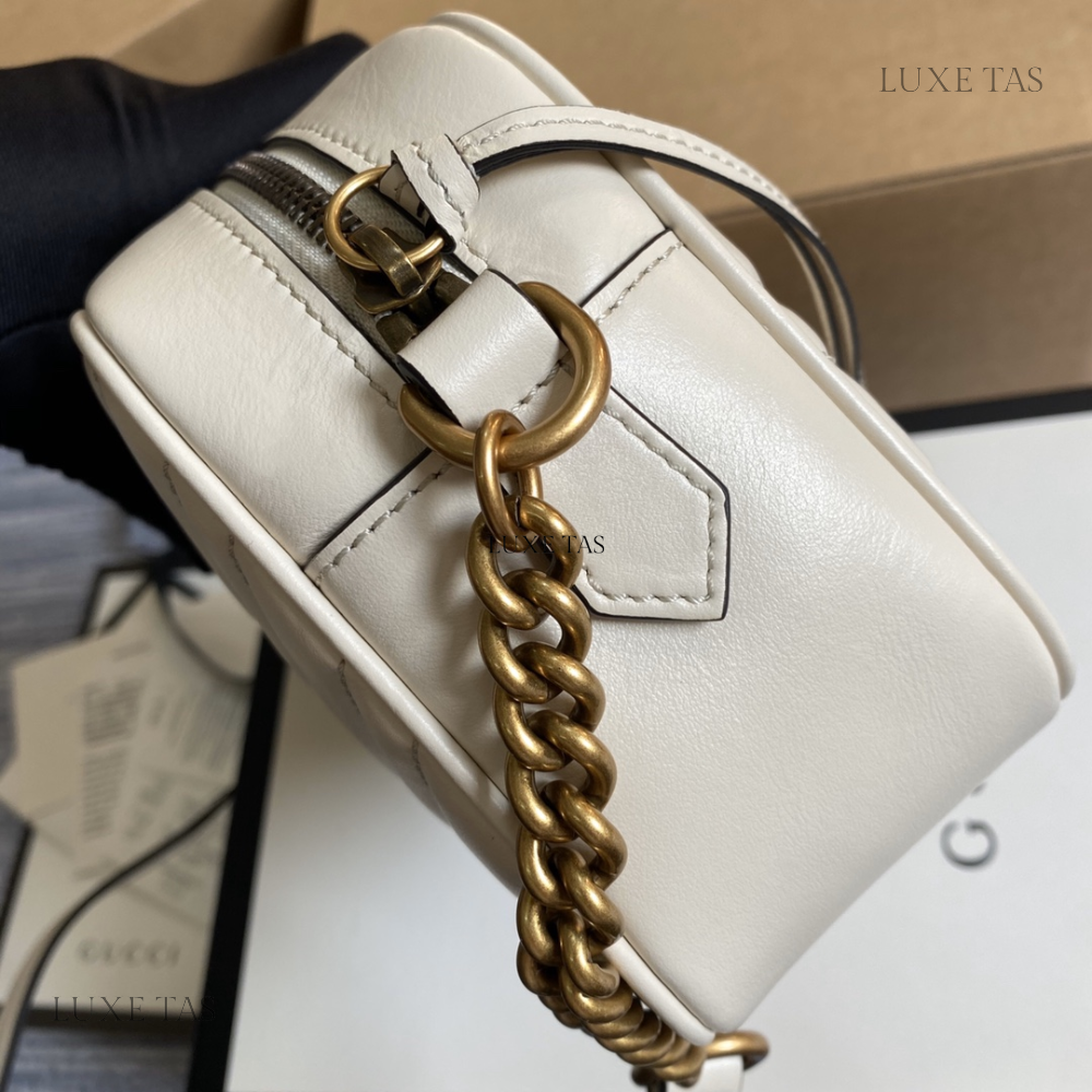White Leather GG Marmont Small Shoulder Bag Leather Shoulder Bag for Women
