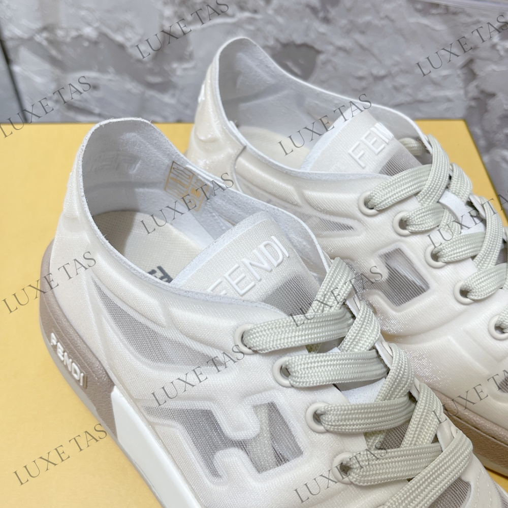White Mesh Low Tops FF Match Designer Sneakers for Women