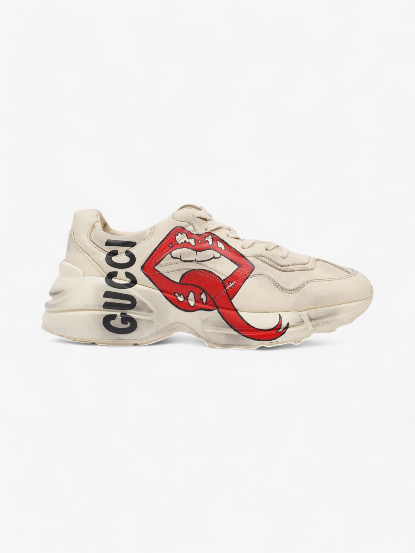 Gucci Rhyton 'Mouth" Sneakers Beige / Red / Black Leather EU 42.5 UK 8.5