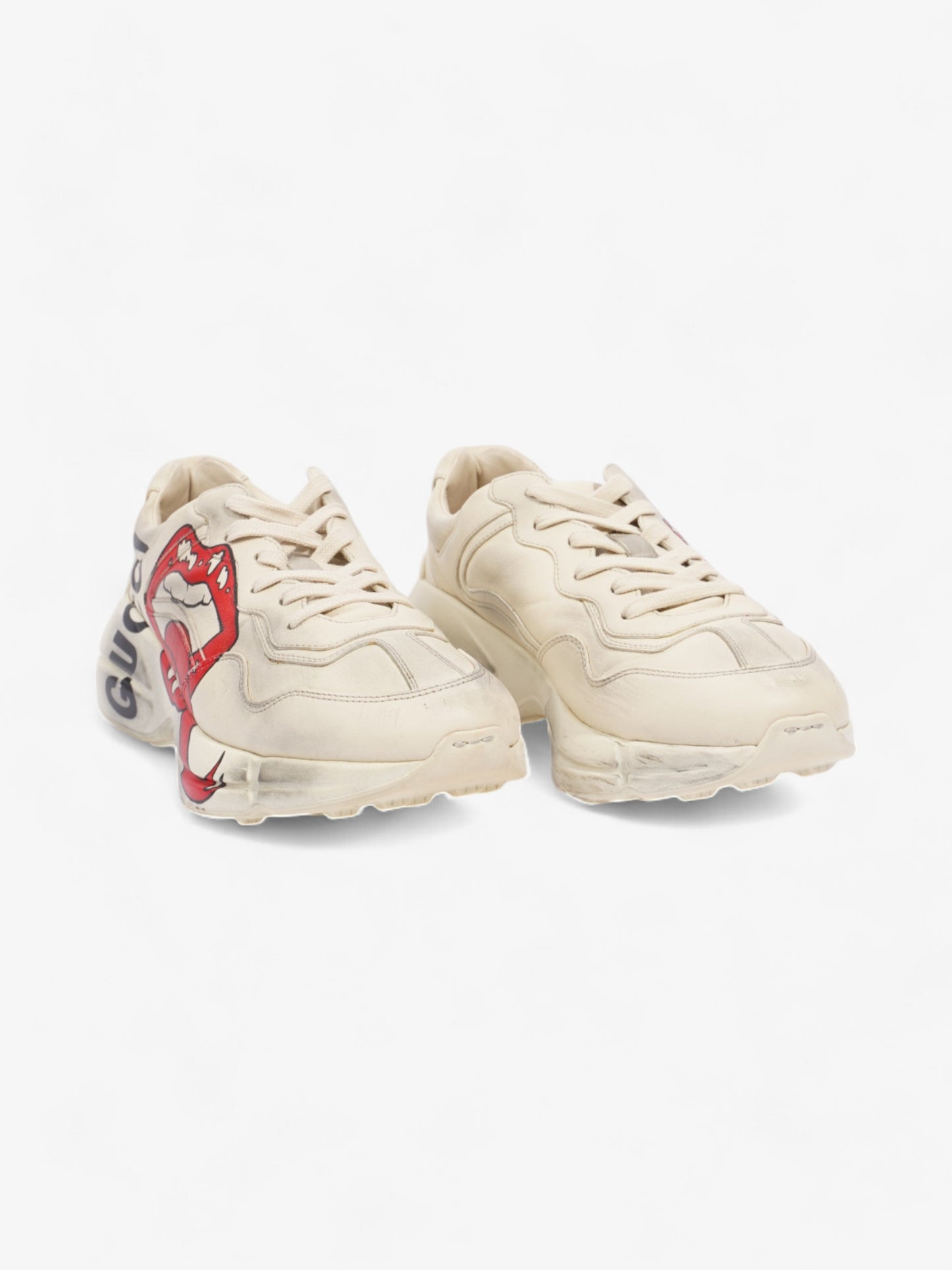 Gucci Rhyton 'Mouth" Sneakers Beige / Red / Black Leather EU 42.5 UK 8.5