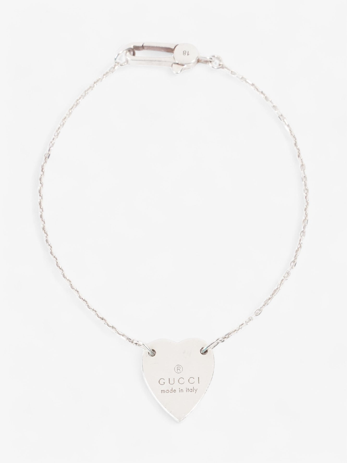 Gucci Trademark Heart Bracelet Silver Silver Sterling 18