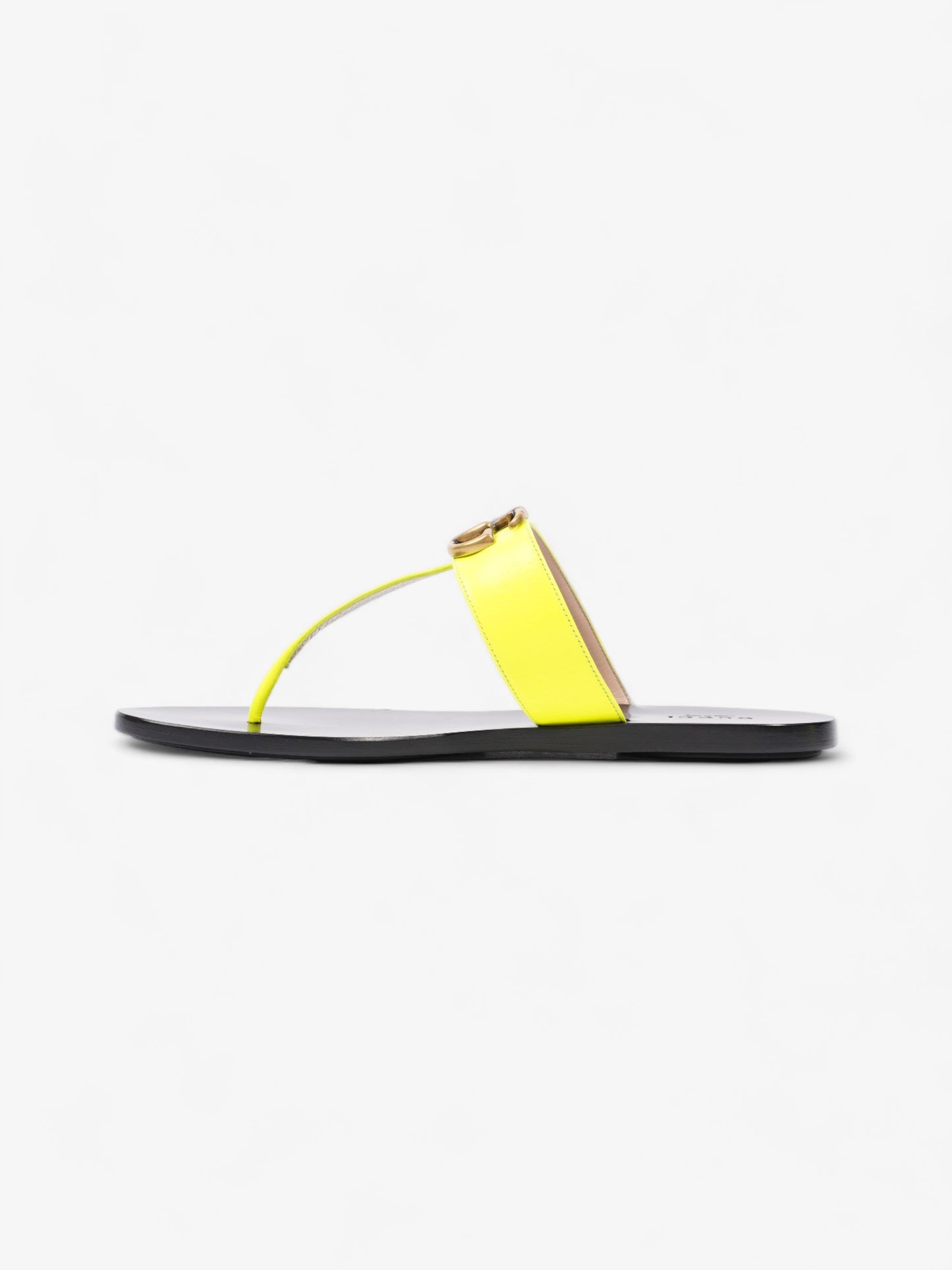 Gucci Thong Sandals with Double G Fluorescent Yellow Leather EU 38.5 UK 5.5