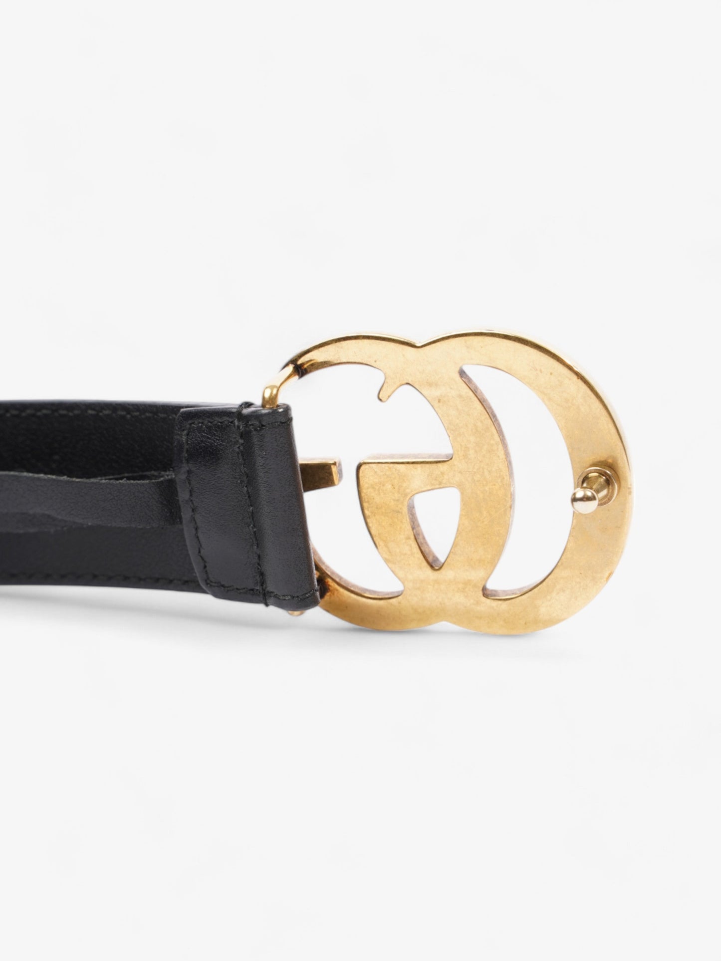 Gucci GG Marmont Belt Black / Gold Leather 70cm / 28"